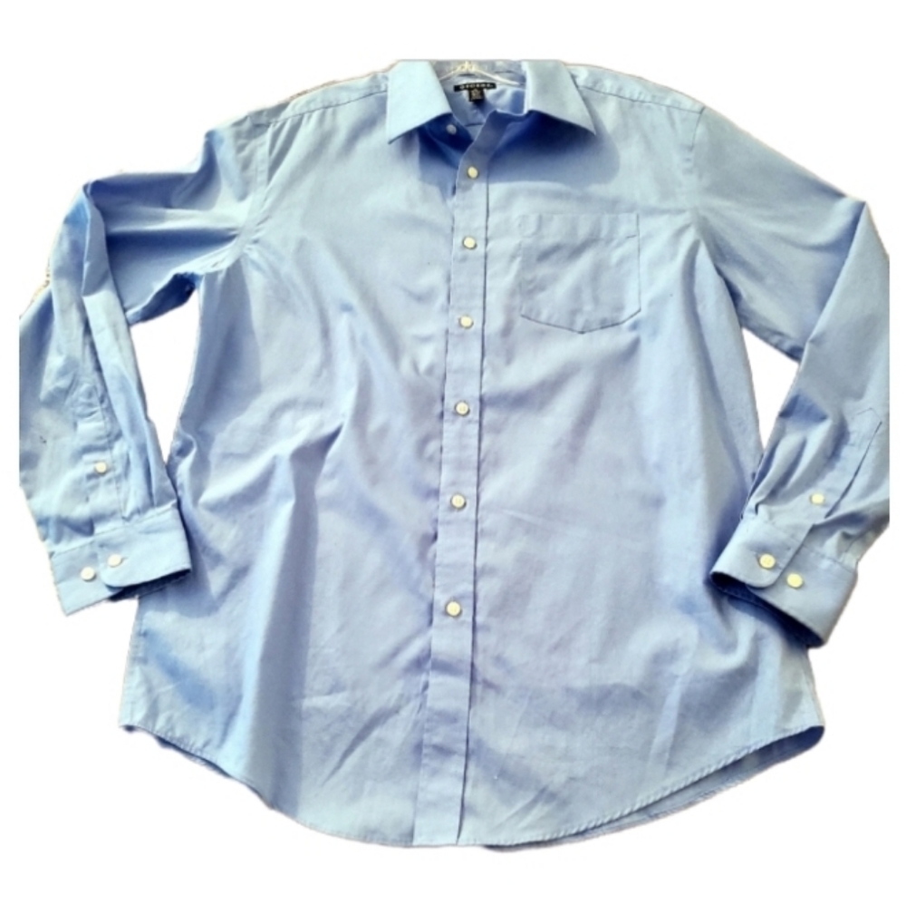 George Men's Button Down Blue Shirt 15-15 1/2 34-35